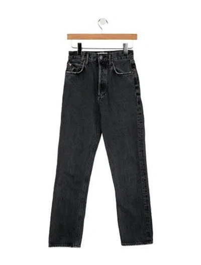 Pre-owned Agolde High-rise Straight Leg Jeans In Black
