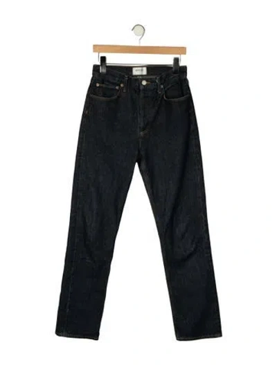 Pre-owned Agolde High-rise Straight Leg Jeans In Black