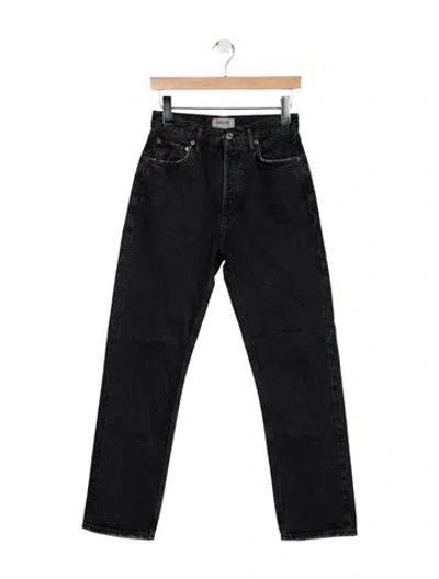 Pre-owned Agolde High-rise Straight Leg Jeans In Black