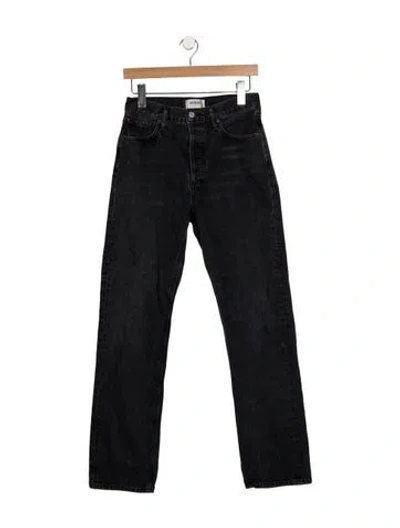 Pre-owned Agolde High-rise Straight Leg Jeans In Black