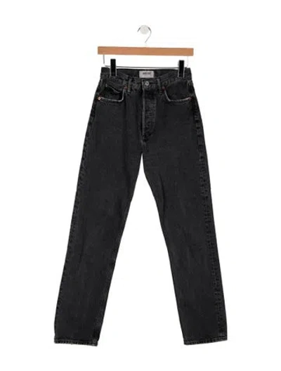 Pre-owned Agolde High-rise Straight Leg Jeans In Black
