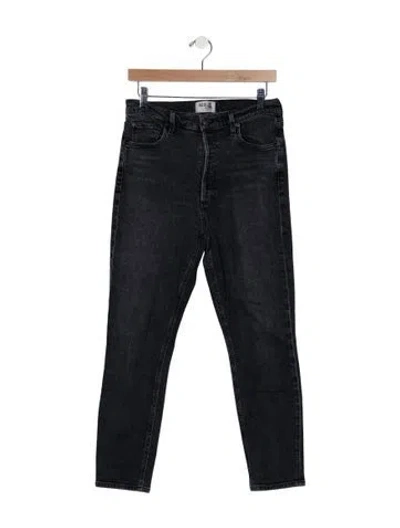 Pre-owned Agolde High-rise Straight Leg Jeans In Black