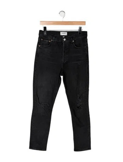 Pre-owned Agolde High-rise Straight Leg Jeans In Black