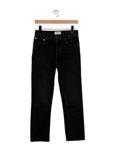 Pre-owned Agolde High-rise Straight Leg Jeans In Black