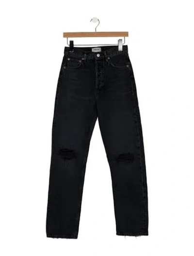 Pre-owned Agolde High-rise Straight Leg Jeans In Black
