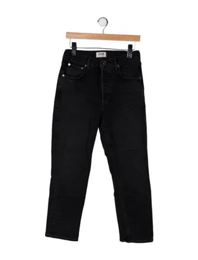 Pre-owned Agolde High-rise Straight Leg Jeans In Black
