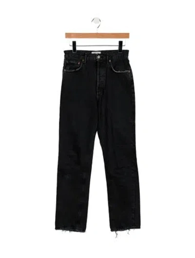Pre-owned Agolde High-rise Straight Leg Jeans In Black