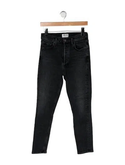 Pre-owned Agolde High-rise Straight Leg Jeans In Black