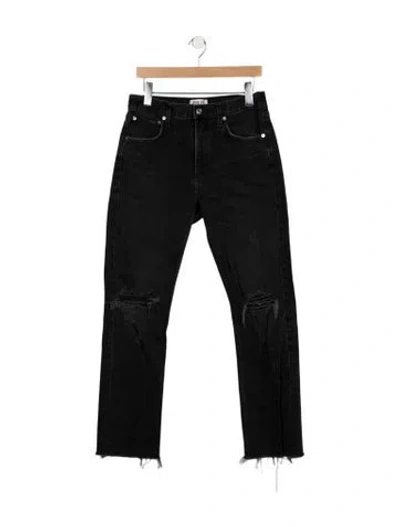 Pre-owned Agolde High-rise Straight Leg Jeans In Black