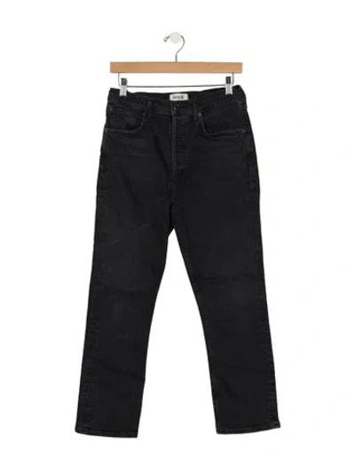 Pre-owned Agolde High-rise Straight Leg Jeans In Black
