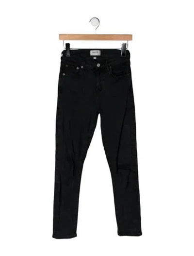 Pre-owned Agolde High-rise Straight Leg Jeans In Black