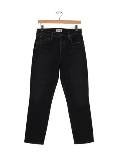 Pre-owned Agolde High-rise Straight Leg Jeans In Black