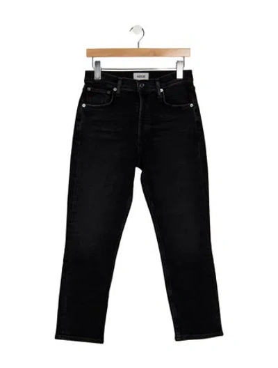 Pre-owned Agolde High-rise Straight Leg Jeans In Black