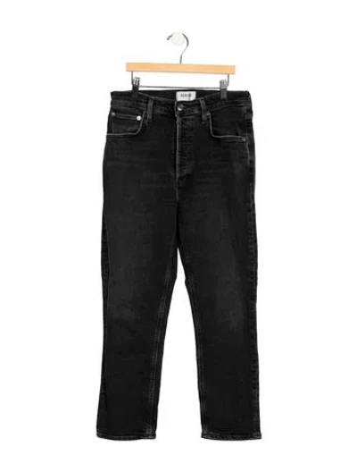 Pre-owned Agolde High-rise Straight Leg Jeans In Black