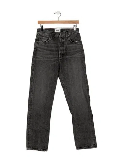 Pre-owned Agolde High-rise Straight Leg Jeans In Black