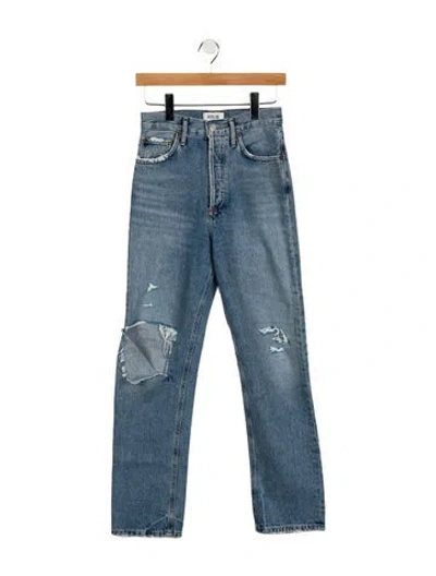 Pre-owned Agolde High-rise Straight Leg Jeans In Blue