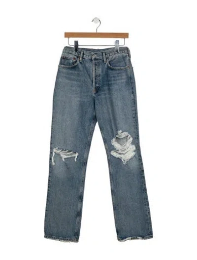Pre-owned Agolde High-rise Straight Leg Jeans In Blue