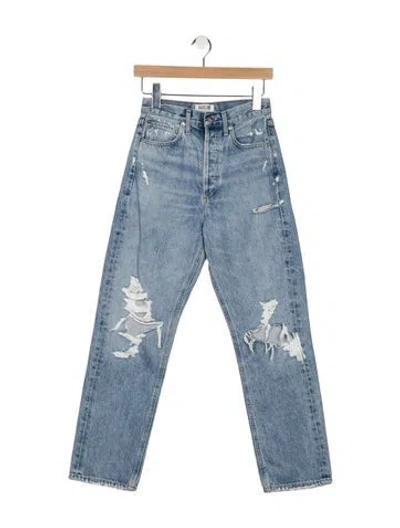 Pre-owned Agolde High-rise Straight Leg Jeans In Blue