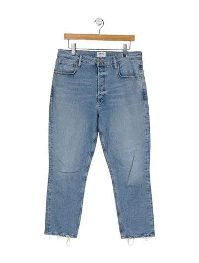 Pre-owned Agolde High-rise Straight Leg Jeans In Blue