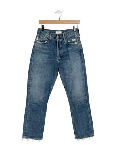 Pre-owned Agolde High-rise Straight Leg Jeans In Blue