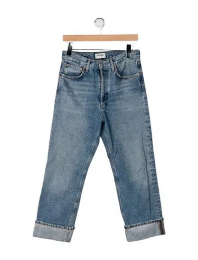 Pre-owned Agolde High-rise Straight Leg Jeans In Blue