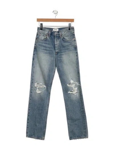 Pre-owned Agolde High-rise Straight Leg Jeans In Blue