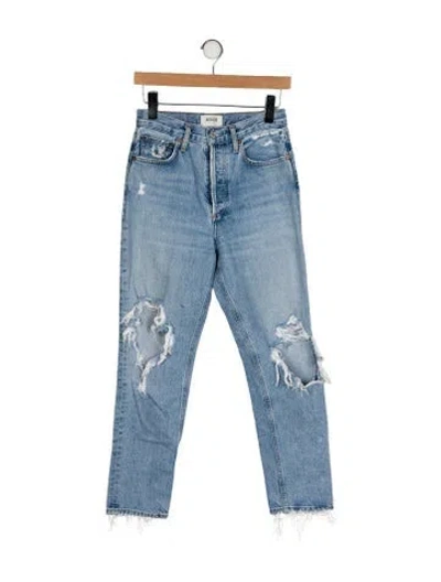 Pre-owned Agolde High-rise Straight Leg Jeans In Blue