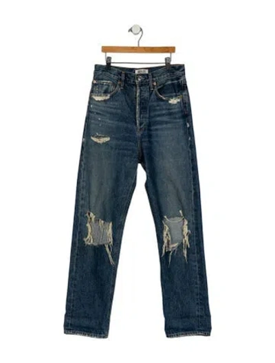 Pre-owned Agolde High-rise Straight Leg Jeans In Blue