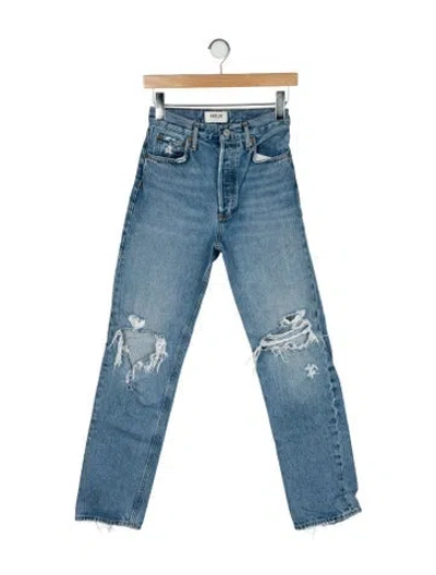 Pre-owned Agolde High-rise Straight Leg Jeans In Blue