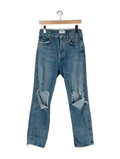 Pre-owned Agolde High-rise Straight Leg Jeans In Blue