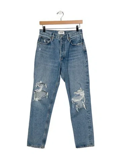 Pre-owned Agolde High-rise Straight Leg Jeans In Blue