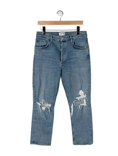 Pre-owned Agolde High-rise Straight Leg Jeans In Blue