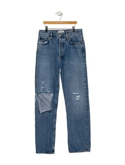 Pre-owned Agolde High-rise Straight Leg Jeans In Blue