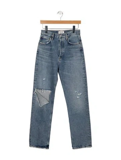 Pre-owned Agolde High-rise Straight Leg Jeans In Blue