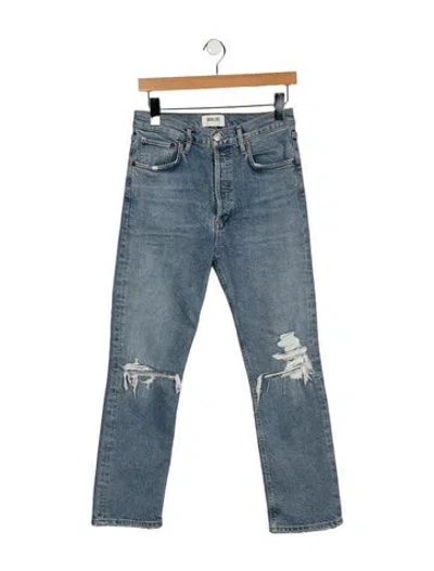 Pre-owned Agolde High-rise Straight Leg Jeans In Blue