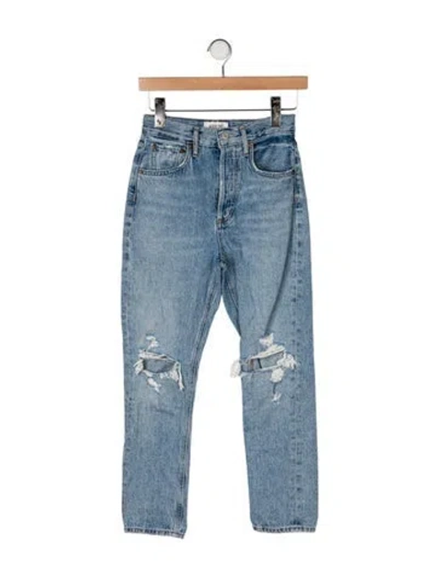 Pre-owned Agolde High-rise Straight Leg Jeans In Blue
