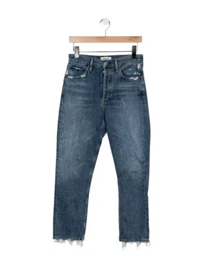 Pre-owned Agolde High-rise Straight Leg Jeans In Blue