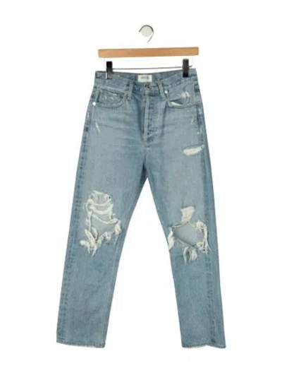 Pre-owned Agolde High-rise Straight Leg Jeans In Blue