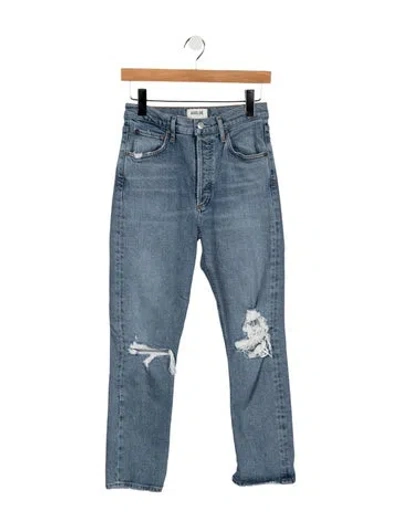 Pre-owned Agolde High-rise Straight Leg Jeans In Blue