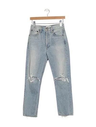 Pre-owned Agolde High-rise Straight Leg Jeans In Blue