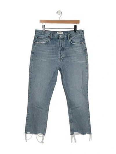 Pre-owned Agolde High-rise Straight Leg Jeans In Blue