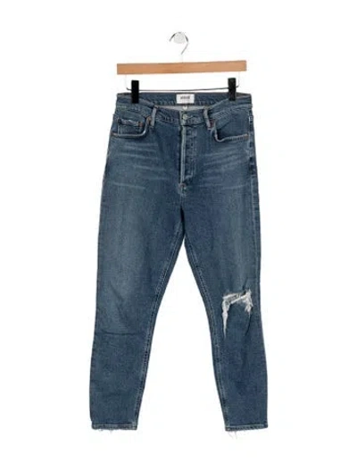 Pre-owned Agolde High-rise Straight Leg Jeans In Blue