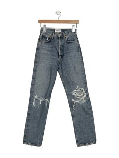Pre-owned Agolde High-rise Straight Leg Jeans In Blue