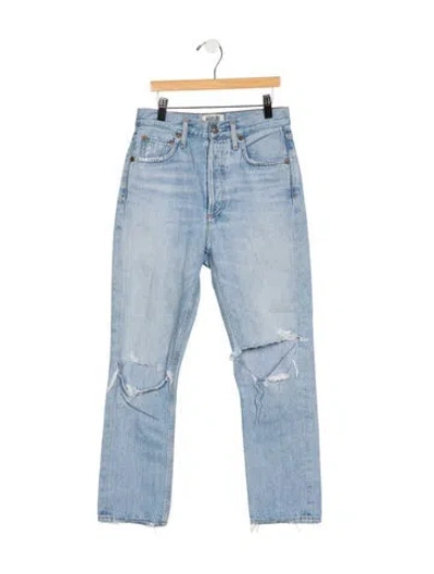 Pre-owned Agolde High-rise Straight Leg Jeans In Blue