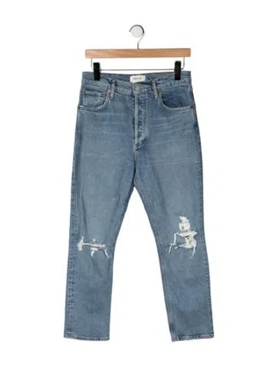 Pre-owned Agolde High-rise Straight Leg Jeans In Blue