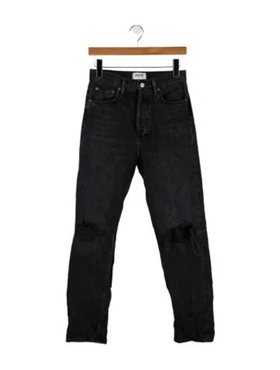 Pre-owned Agolde High-rise Straight Leg Jeans In Gray