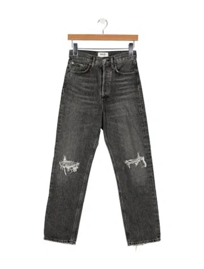 Pre-owned Agolde High-rise Straight Leg Jeans In Gray