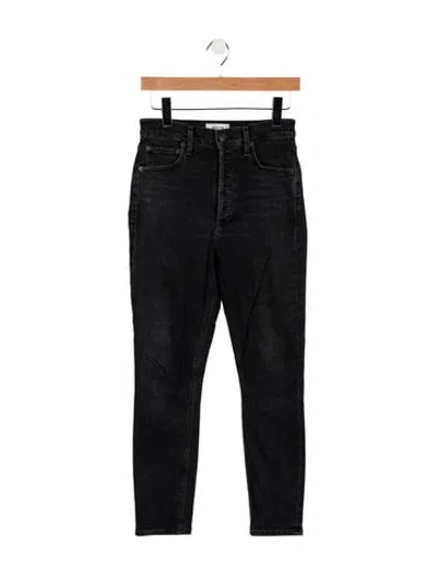 Pre-owned Agolde High-rise Straight Leg Jeans In Grey