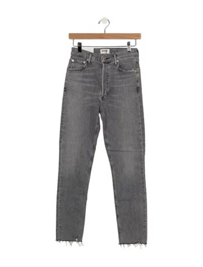 Pre-owned Agolde High-rise Straight Leg Jeans In Grey