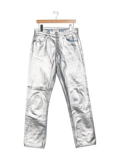 Pre-owned Agolde High-rise Straight Leg Jeans In Metallic/silver